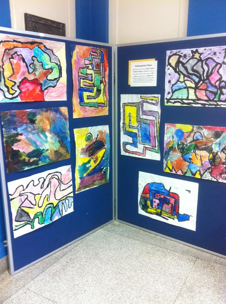 The kindergarten classes looked at subway maps and images of pipes for inspiration