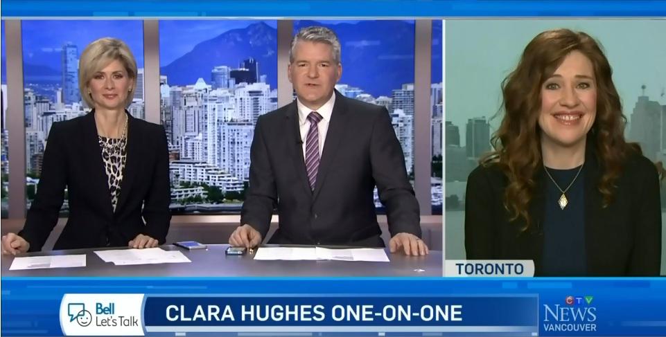 CTVVancouver's tweet photo. Olympian @ClaraHughes_ shares her story with us on #BellLetsTalk Day: http://t.co/jOATgMt2yO http://t.co/VDqr6xqRNd