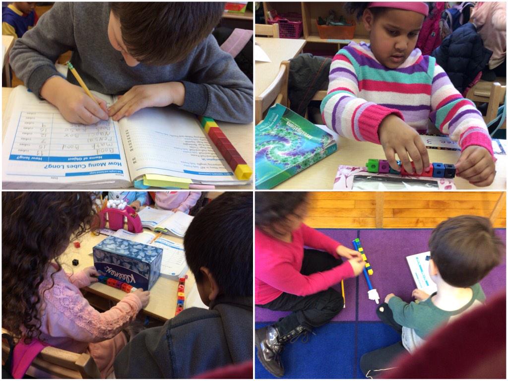 KarenDeGennaro's tweet photo. #Math today: #Measurement w/cubes. #ps10bk #ps10sw #firstgrade http://t.co/Jvgua83wAq