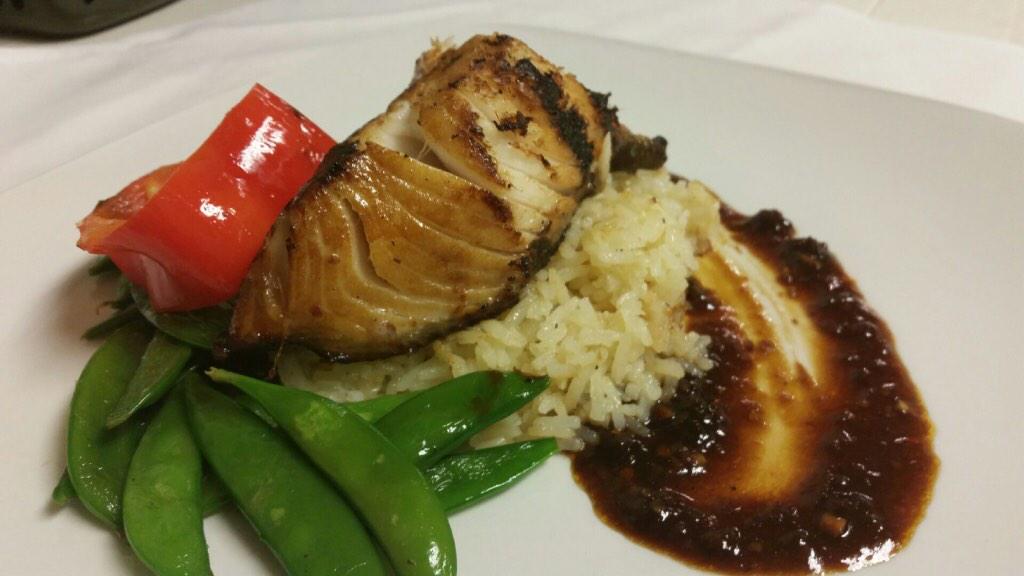 Housing and ginger Sable fish, with sweet coconut rice