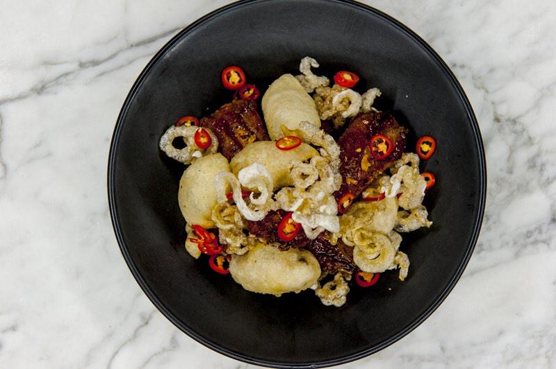 Lunch time! These are our Pork Scratchings, Sticky Pork &amp; Beer Batter Mussels #magicmountainsaloon