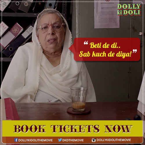 DKDTheMovie's tweet photo. Have you seen how Dadi helped Dolly in conning hearts? No? Book your tickets NOW! #DollyKiDoli http://t.co/HpKpw2PUOt