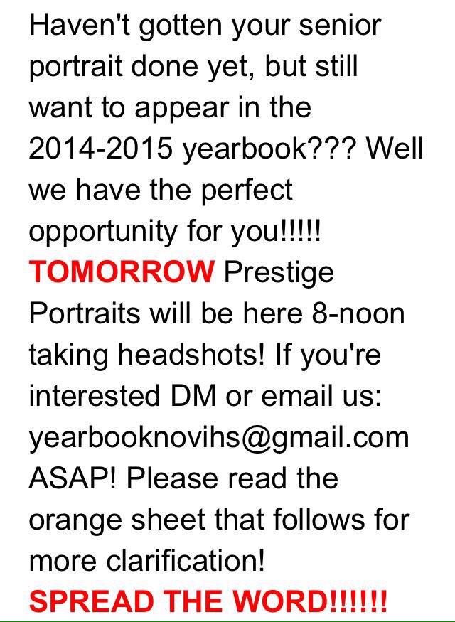 novitv's tweet photo. Attention all seniors! http://t.co/eP14vpxEqp
