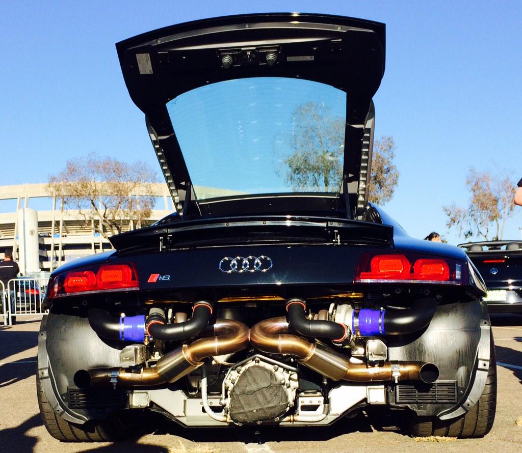 Frankie_SD's tweet photo. Thanks for the follow @dailyAudi... The #R8, Already beautiful with the perfect lines, #twinturbos add the attitude! http://t.co/8UQn1Pyv6n