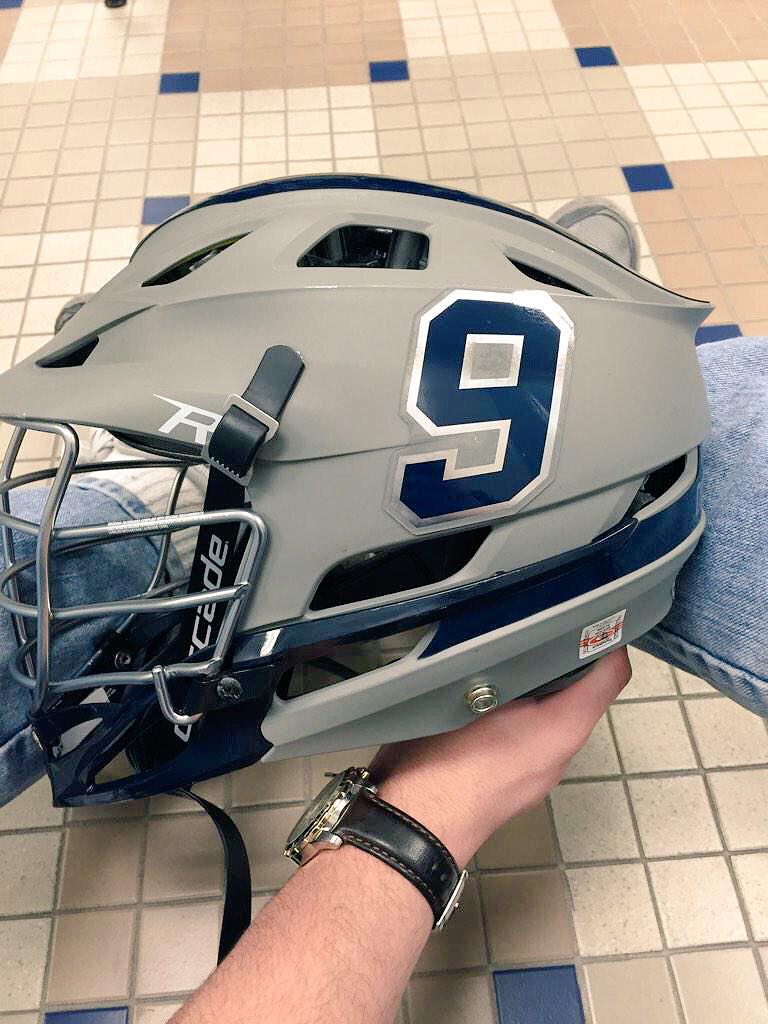 GSUeaglesLax's tweet photo. New decals for the helmets #3MoreDays  #GATA http://t.co/2giKjTM74Z