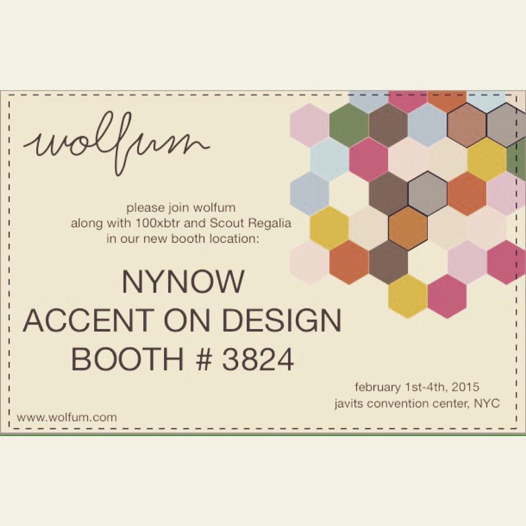 wolfum's tweet image. Please join us @nynowmarket for Accent On Design. New booth #3824 with #100xbtr and @scoutregalia