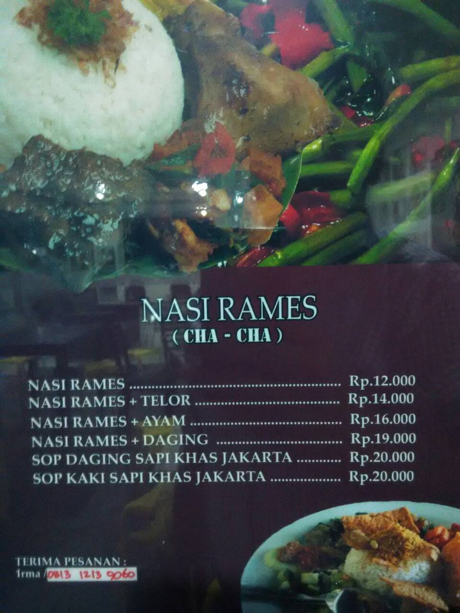 Ada yang baru di Kantin Bukit Indah. Nasi Rames ChaCha. Pemilik Ibu Irma, menu ada gambar ya. Selamat mencoba!