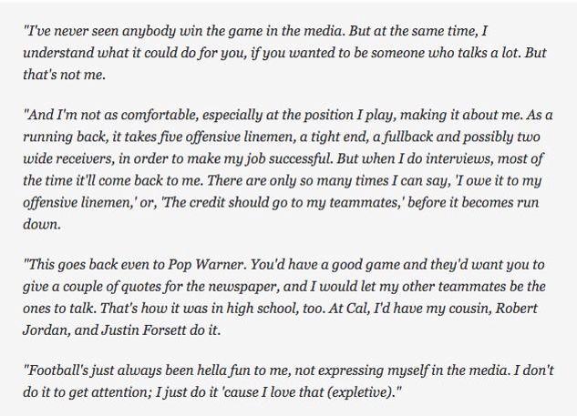 AllSeahawksTalk's tweet photo. To everyone who claims Marshawn is too "stupid" to talk to the media. Read this. http://t.co/1isaW4isLD