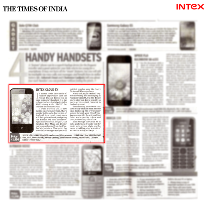 IntexBrand's tweet photo. @timesofindia If access to the internet is of utmost importance, #CloudFX can double up as your temporary handset. http://t.co/1DT667ufpO