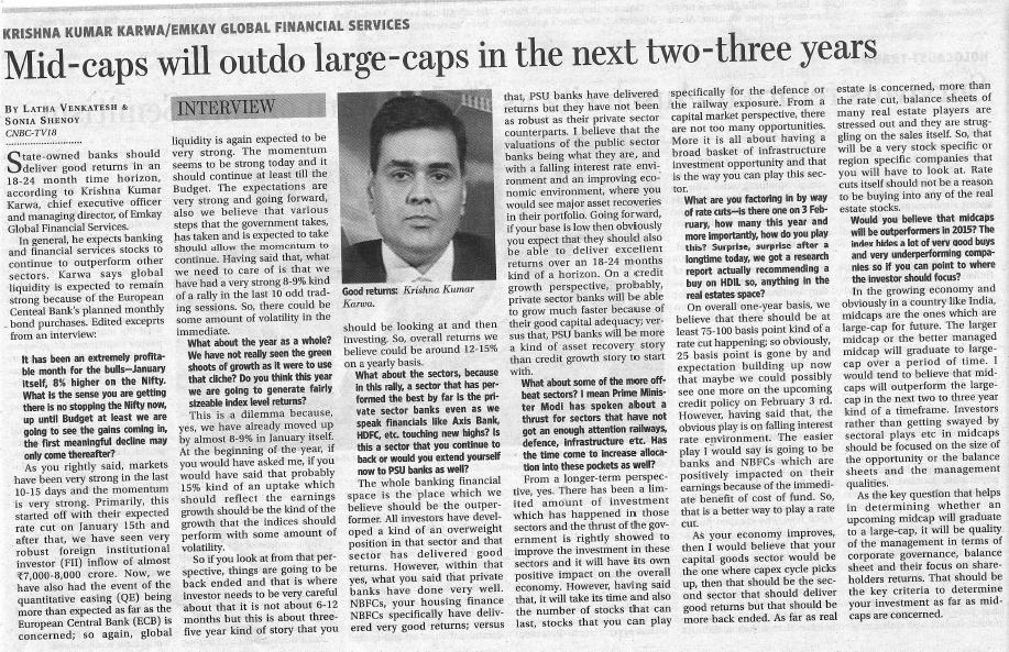 RHPortfolio's tweet photo. Mid &amp; Small-caps could outdo bigger peers. http://t.co/q1QRj31hZB