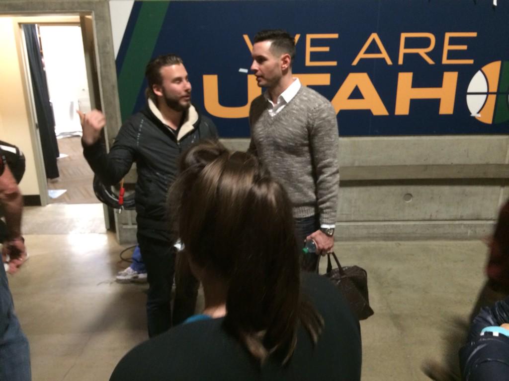 TylerBehl1's tweet photo. Hope that back feels better. Great talking to you @JJRedick #slamdance2015 #jakethesnakemovie #comebackstudios http://t.co/iZCBfL1t28
