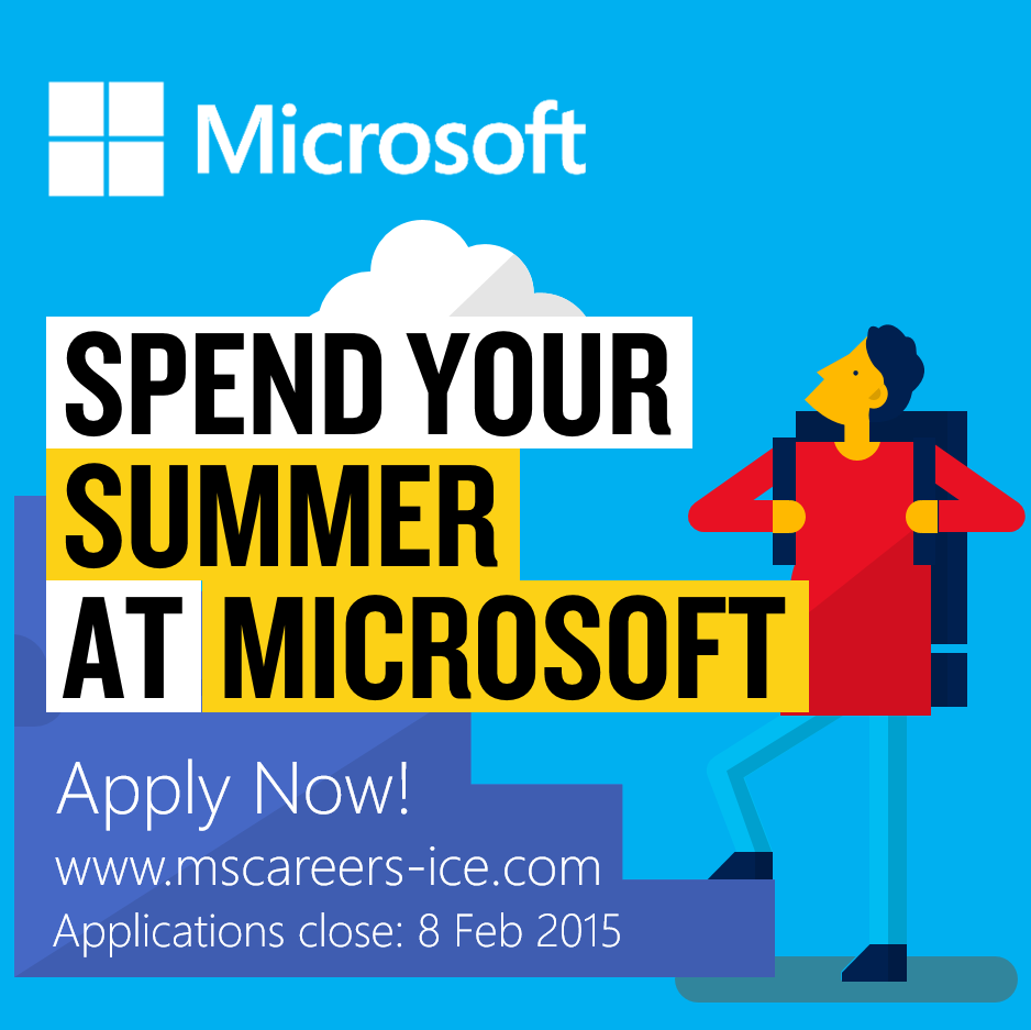 Internship applications in <a href="/Microsoft_SG/">Microsoft Singapore</a> closing soon!  Apply now: mscareers-ice.com