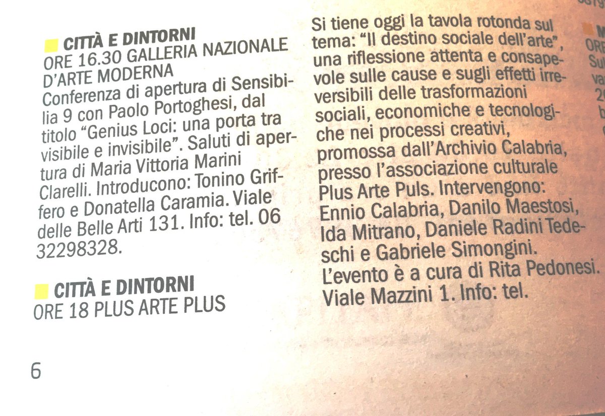 LeelooPat's tweet photo. #arte @PlusArtePuls oggi alle 18 tavola rotonda "Il destino sociale dell'arte" con Ennio Calabria  @FrancescaRGigli http://t.co/PsMkx1vr5k