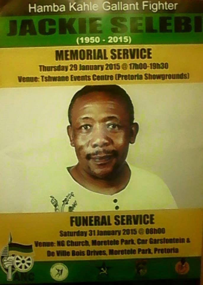 TshwaneANC's tweet photo. Memoria service of Comrade Jackie Selebi is underway #SelebiMemorial http://t.co/NExfyHMq14