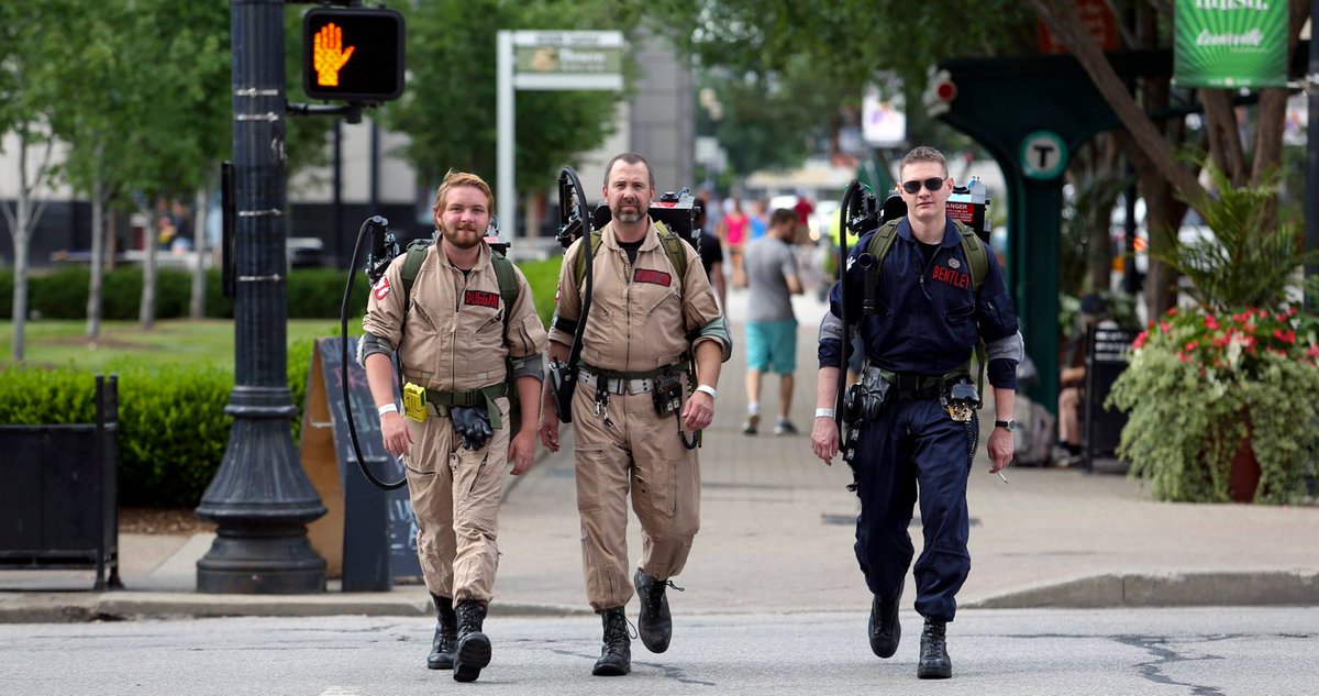See if you can guess what convention these Ghostbusters were going to?!