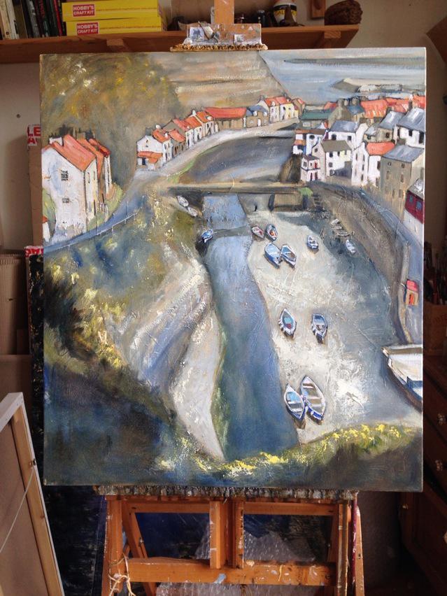 staithesartist's tweet photo. Breathing life into #Staithes #wip #lightshadows #yorkshire http://t.co/O3Qkldm5et