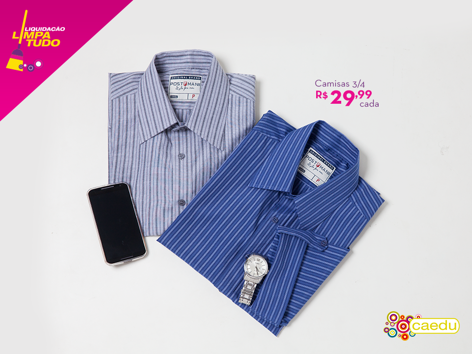 CaeduModa's tweet image. Camisas masculinas por R$ 29,99? Só no #LimpaTudoCaedu! Não perca!
