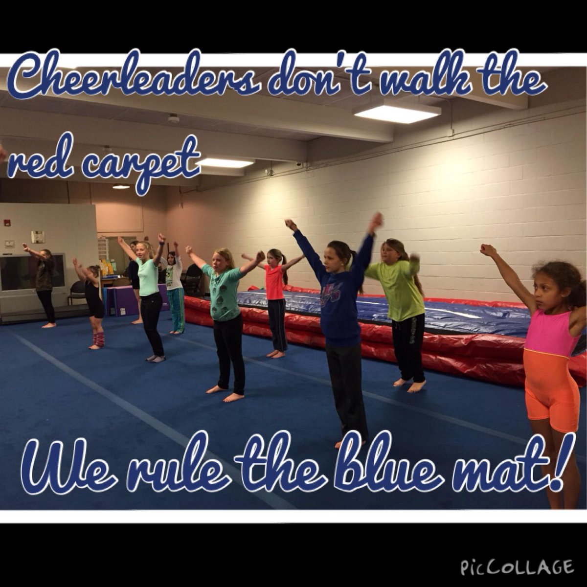 cheerleaders don't walk the red carpet... we RULE the blue mat #SCE #southernCHEERelite #tumbleatSCE #jumps :)