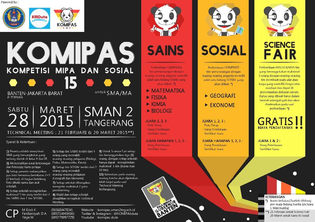 KOMIPASduta's tweet photo. Yuk ikuti Kompetisi MIPA dan Sosial 2015! :) @sman56jkt @SMAN57JAKARTA @SMAN65JKT @sman85jkt @sman94jakarta http://t.co/YA0VP9A5OI