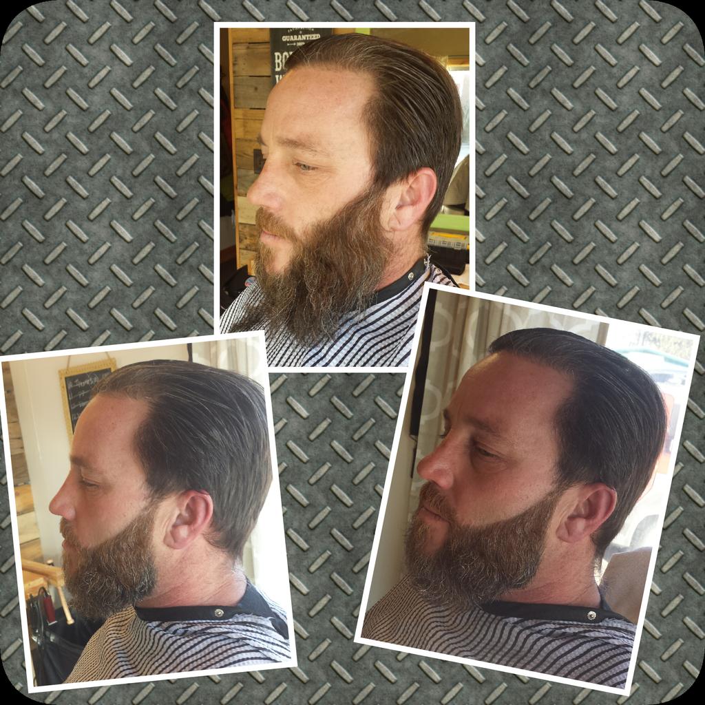 Angel got a much needed Beardsmithing for his birthday. I think we took 10 years off. :)