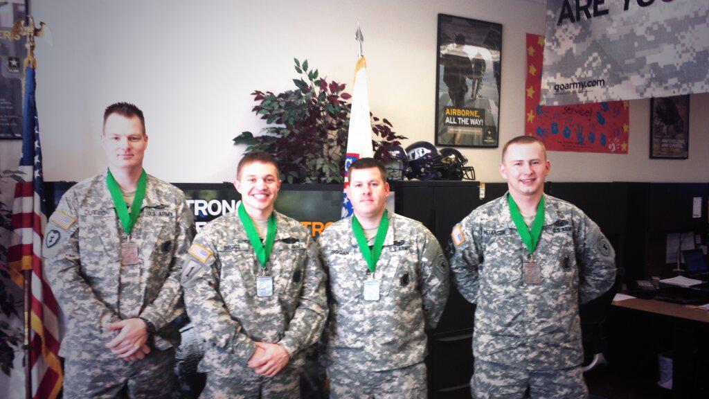 ArmyWeatherford's tweet photo. Team Weatherford proudly displaying their medals from the Lake Benbrook 5K! #ArmyStrong #domore #bemore #champs http://t.co/Vb9673Y9uM