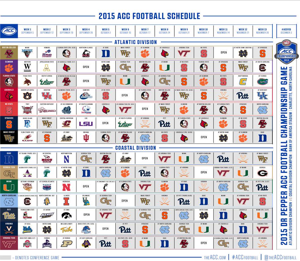 The complete 2015 conference football schedule via theACC | WTVR CBS 6
