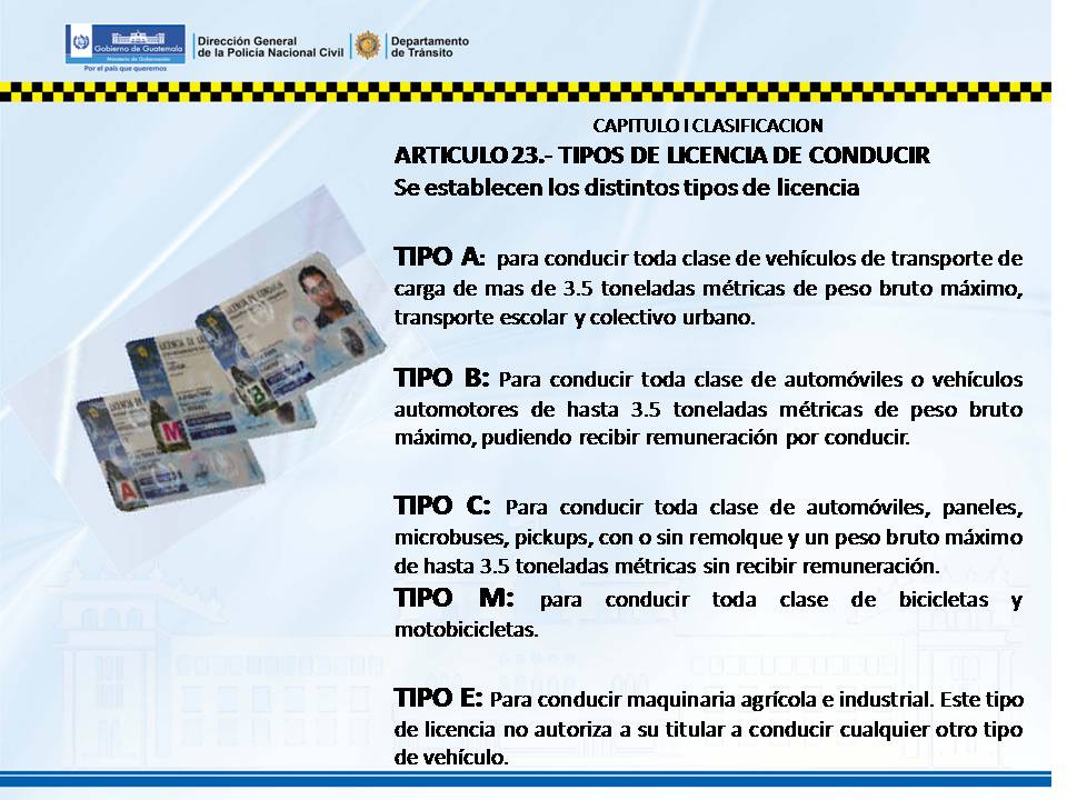 PNC Tránsito a X: "Conoces los tipos de licencia de conducir que existen en  Guatemala? https://t.co/OCywmY746v" / X