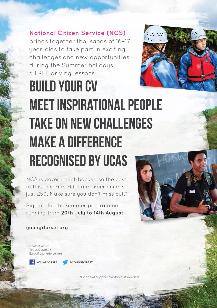 jwc_YD's tweet image. Such a great opportunity #makeadifference Take part in NCS!! fill an EOI from our website youngdorset.org