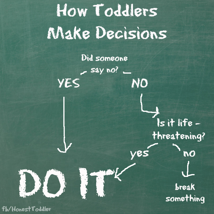 HonestToddler's tweet image. How Toddlers Make Decisions
