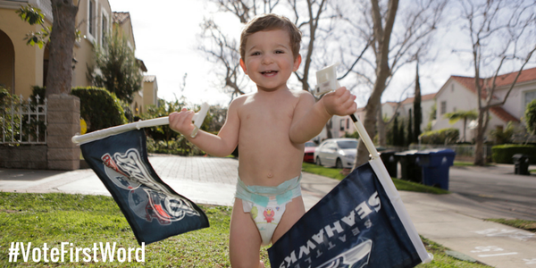 VoteFirstWord's tweet photo. .@JakeStateFarm what are you wearing [on Game Day]? #BabyLiam has his outfit ready. @Doritos #CrashTheSuperBowl http://t.co/tUyxTZgBNE