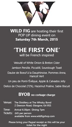 MauleandMaule's tweet photo. @WildFigCatering Pop Up Dining event in Glasgow, 7th March. 'The First One' is French inspired. @PopUpRepublic http://t.co/ouRIW6l36R