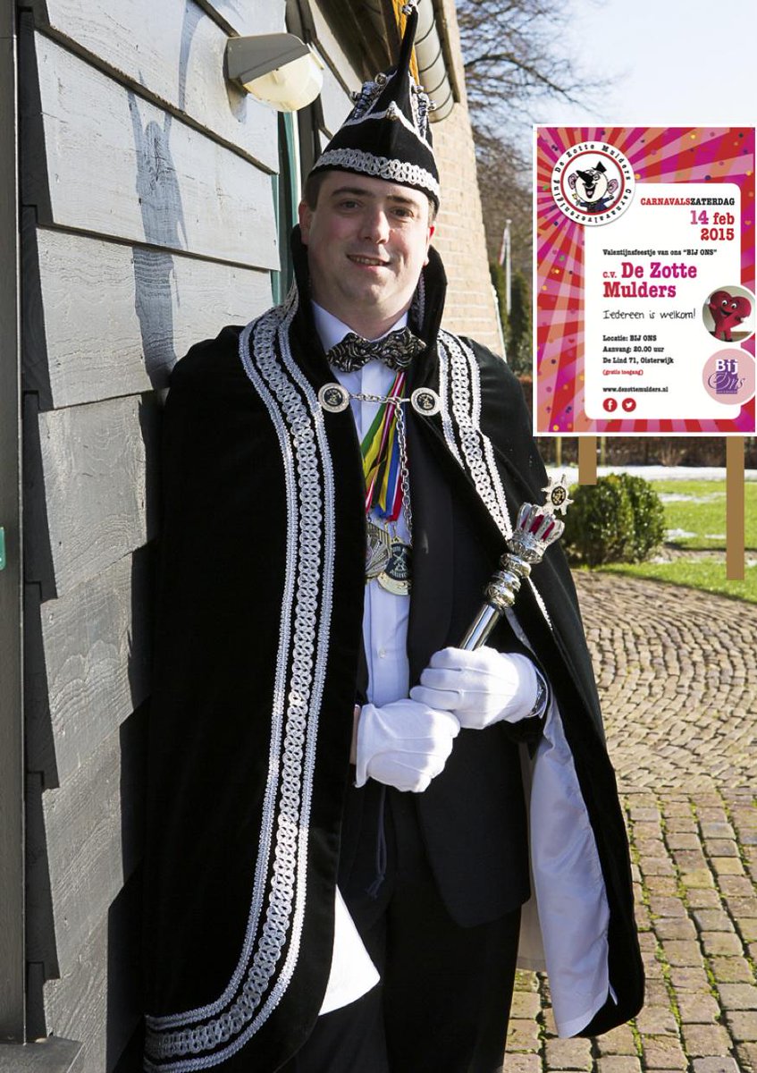 zottemulders's tweet photo. Prins Dorus nodigt iedereen uit voor het #valentijn feest van @zottemulders op Carnavalszaterdag @bij_ons Oisterwijk http://t.co/TlMgCwJca3