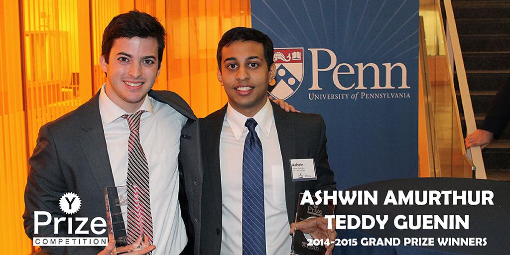 Congrats <a href="/TeddyGuenin/">Teddy Guenin</a> &amp; <a href="/Ashamur/">Ashwin Amurthur, MD</a> for last night's #YPrize win! bit.ly/1wFbWnJ #Graphene #Innovation