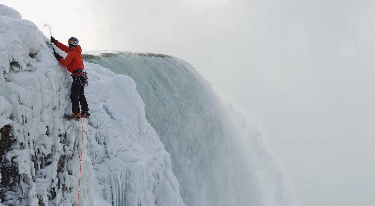 outside_watch's tweet photo. Awesome! @Gilwad is the first person to EVER climb Niagara Falls http://t.co/aUuM0CNVAw @redbull http://t.co/GjCfN91Mck