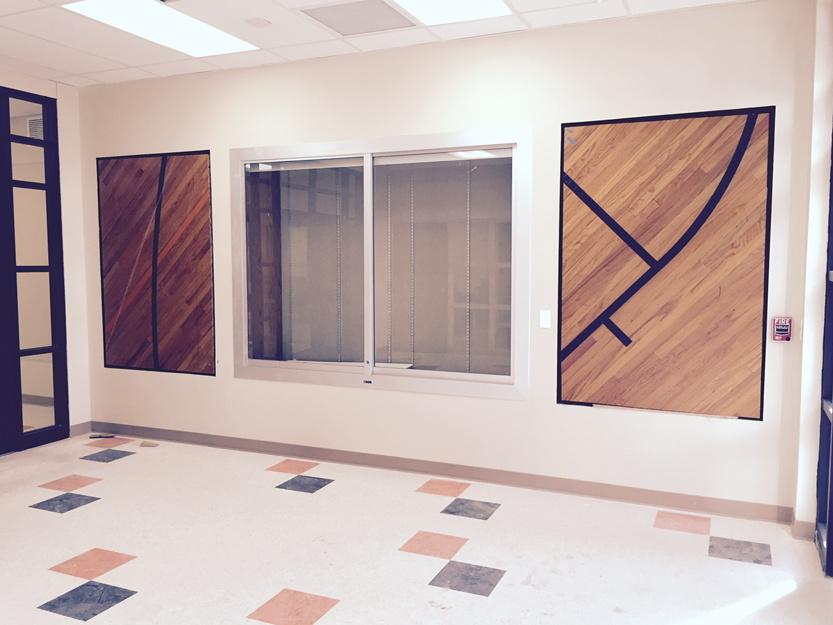 Wall panel displays at elementary. Display case to house historical items. #TBHiStory