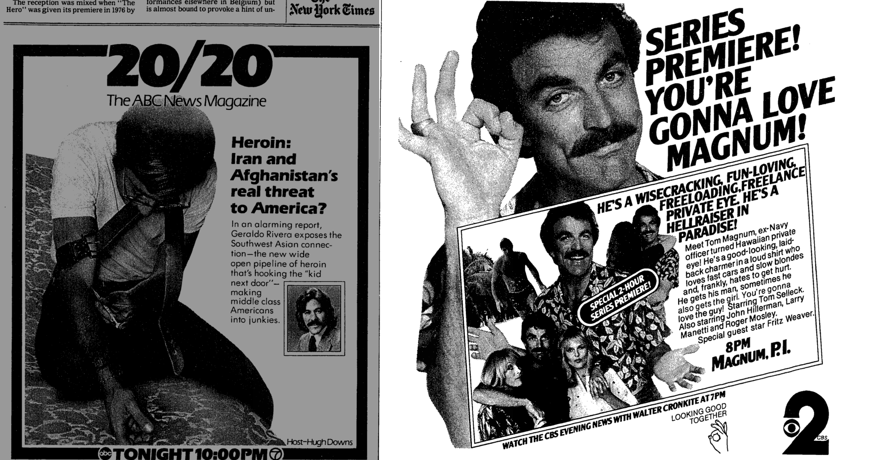 Happy Birthday, Tom Selleck! CBS advertised Magnum, P.I.\s premiere with this ad in 1980.  