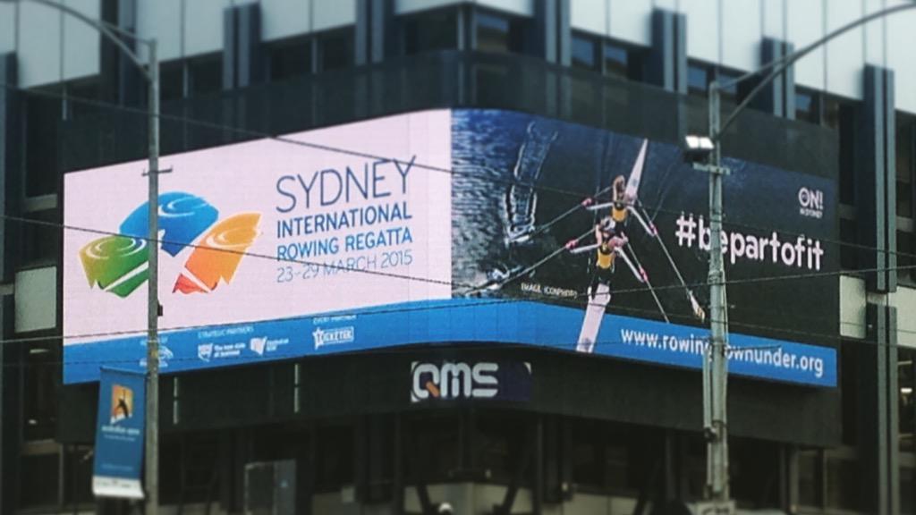 Hey #Melbourne followers! Have you seen our #SIRR15 billboard on the corner of Flinders St? #bepartofit #rowing