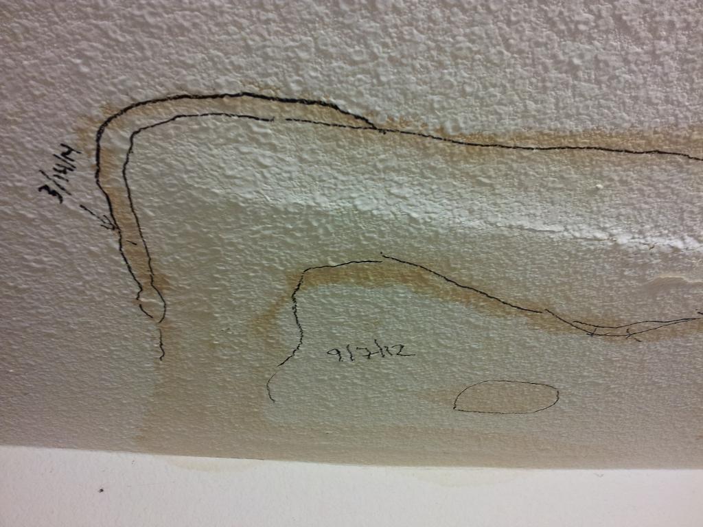 promaxins's tweet image. Have a possible leak? #tip RT. Write the date w/a marker around the stain to see if it is still active. #dontavoid