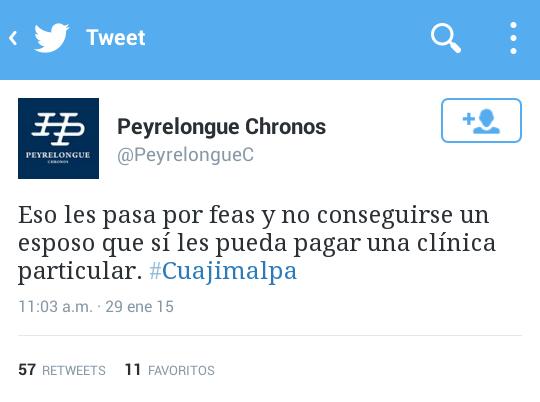 ruytelas's tweet photo. .@PeyrelongueC es la muestra de que el dinero no te quita pendejo...
#YaMeCanse29
#HospitalMaternoInfantil http://t.co/TleOZ7DUta
