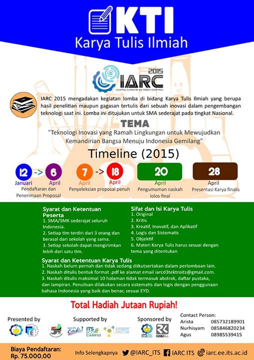 Guys ada info lomba menarik nih dari <a href="/D3TEKTRO_ITS/">HIMAD3TEKTRO ITS</a>, penasaran yah follow: <a href="/IARC_ITS/">#LombaRobot #IARCITS</a> #IARC2015 #ITSSurabaya #sangarCAK