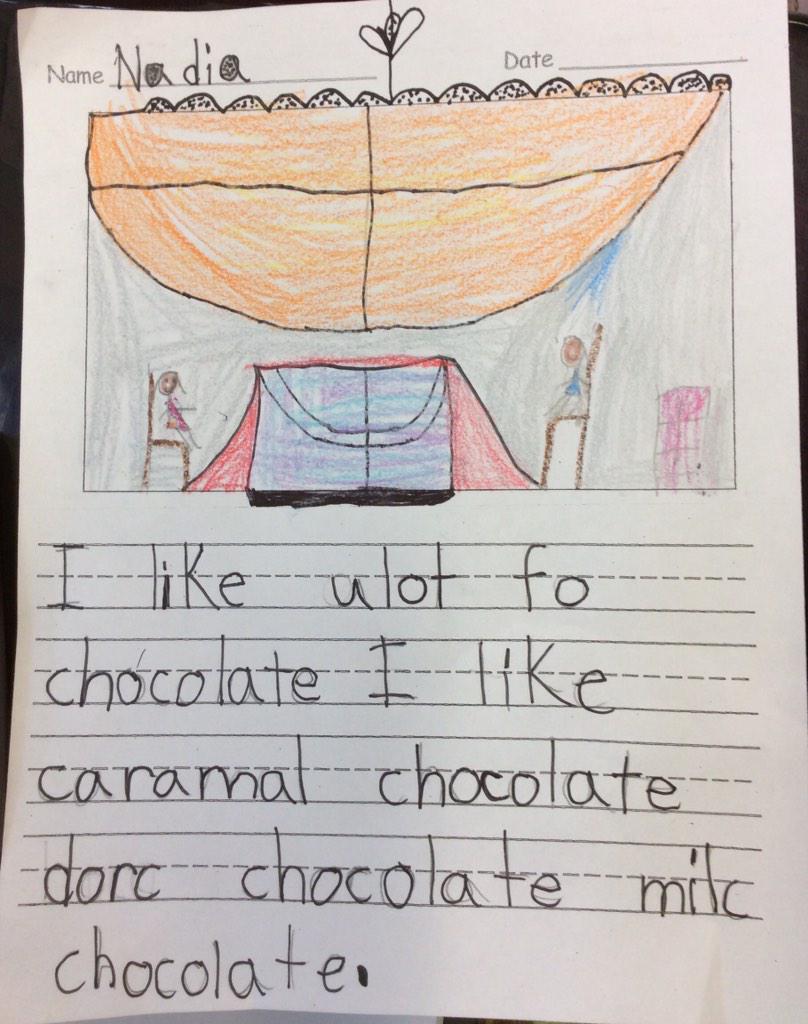 KarenDeGennaro's tweet photo. Writing about #chocolate. #firstgrade #ps10bk #ps10sw http://t.co/92YS08If0P