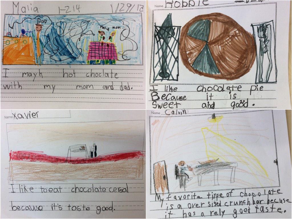 KarenDeGennaro's tweet photo. Writing about #chocolate. #firstgrade #ps10bk #ps10sw http://t.co/92YS08If0P
