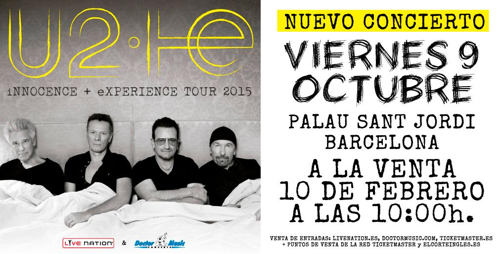 DoctorMusicTuit's tweet photo. U2 confirma una nueva fecha en Barcelona ¡No te quedes sin entrada! http://t.co/BlcUSstH7N http://t.co/t6l9ywE1NX