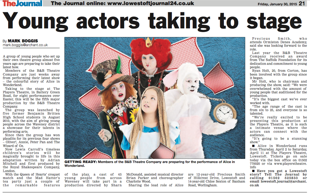 Read all about it! Young actors take to the stage #lowestoft #youngpeople #acting #theatre #news #whatson