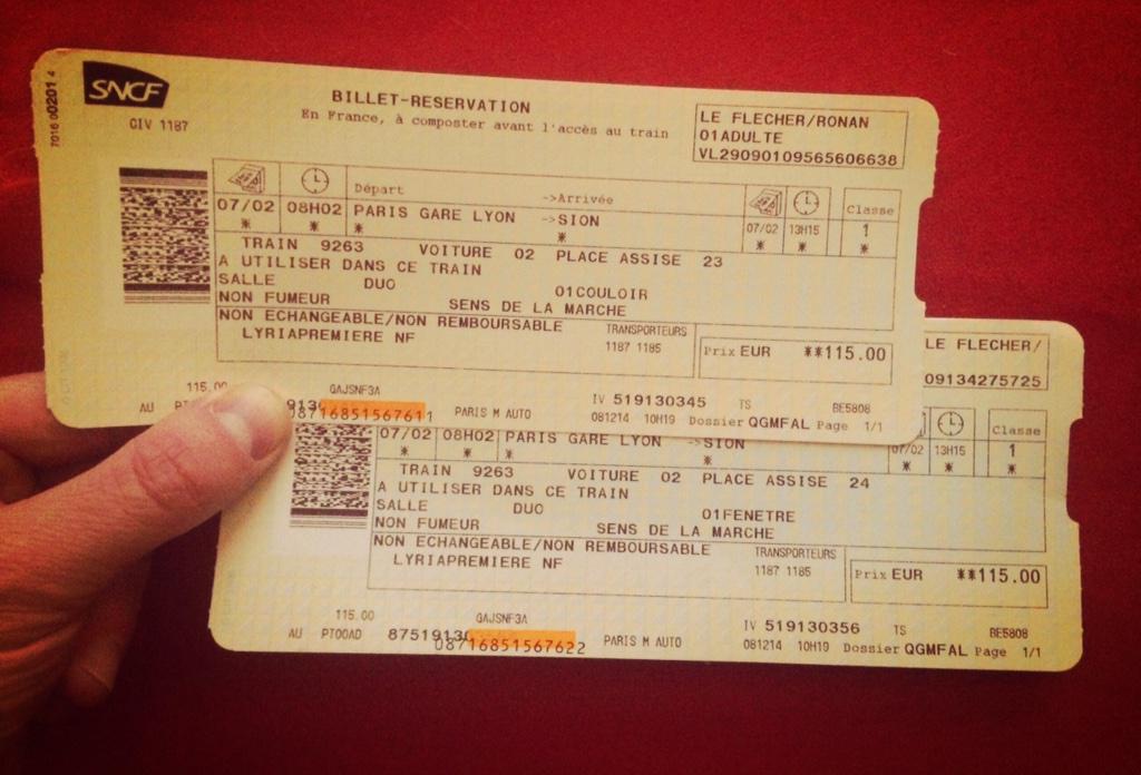 BreizhWeCan's tweet photo. Vends 2 billets train #Paris > #Lausanne > #Sion : 7 février. 60 €/billet classe 1 (prix/2 👍) #suisse #lyria PLZ RT http://t.co/M89xnMXEVF