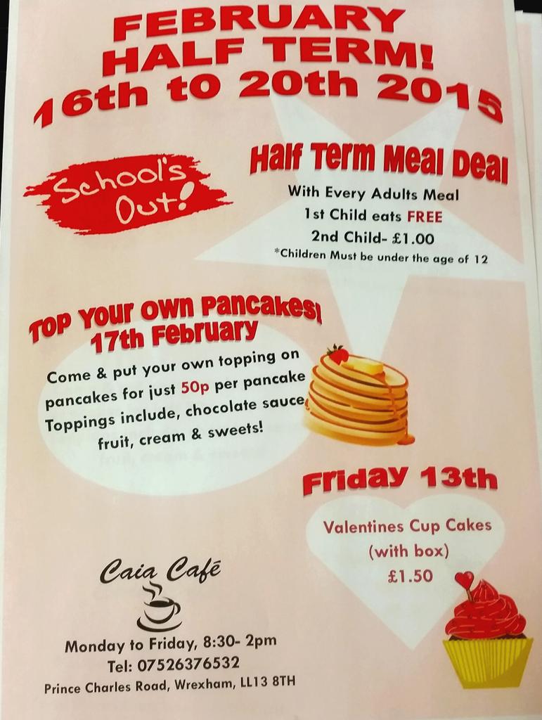 February half term at our café.. free wifi and 5 food hygiene rating!! 😊😊