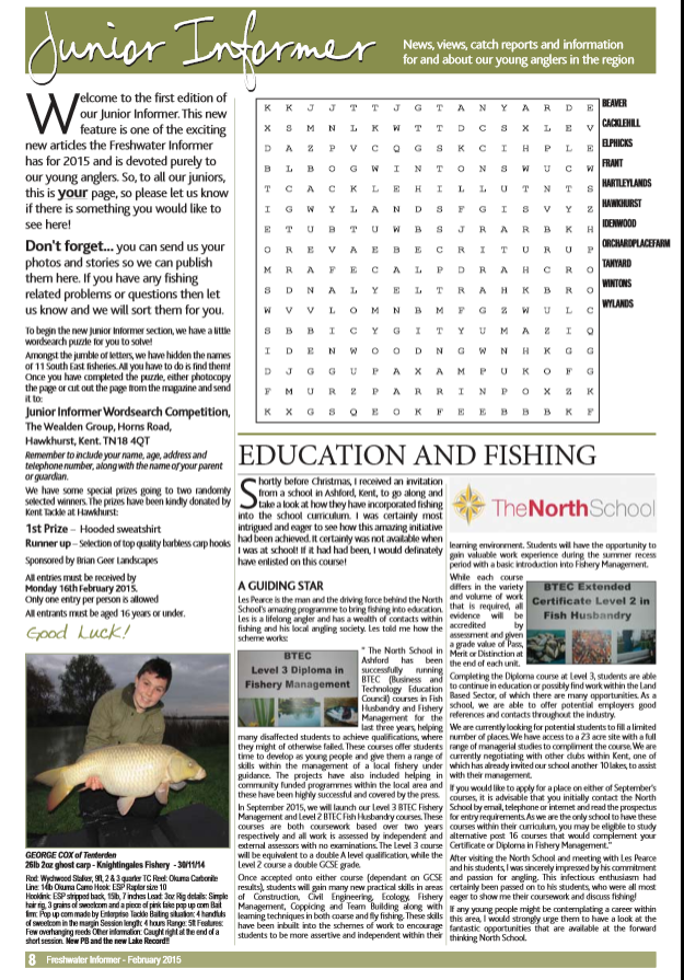 FW_Informer's tweet photo. The very first Junior Informer is in February's issue of the FWI as we dedicate a complete page to our young anglers! http://t.co/VEsD6quibO