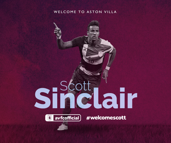 BettingDirector's tweet photo. Done Deal: ASTON VILLA sign Scott Sinclair on loan. #livetransfer http://t.co/eq5B2rpyT8