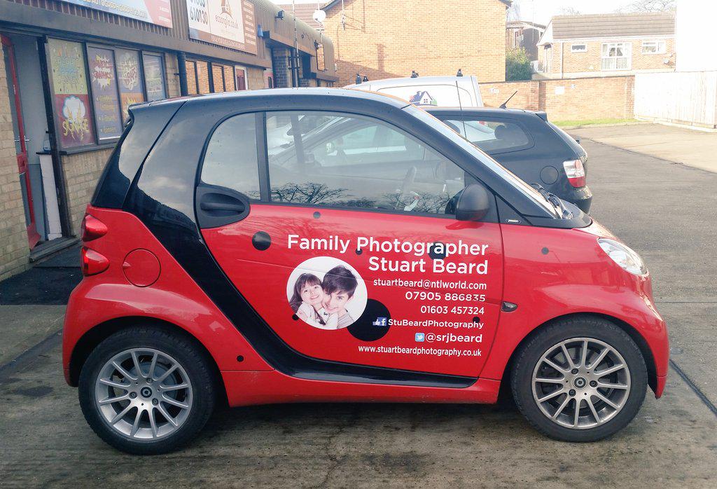 Autograph_G's tweet photo. Work completed to Stuart's Ladybird smart car to advertise his family photography business around Norfolk @srjbeard http://t.co/yGYokxTHol