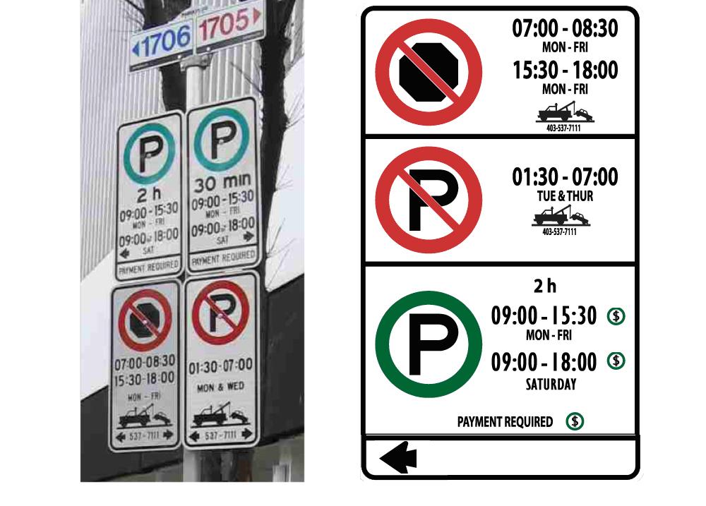 thestarcalgary's tweet photo. Less confusing ‘unified’ parking signs planned for downtown Calgary http://t.co/C0sxAXOMb6 #yyc #yyccc #yycroads http://t.co/ms0LfUHzYG